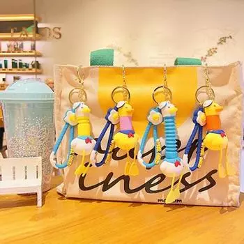 Брелок-подвеска в виде мультяшного животного, телескопическая утка, брелок с ремешком, сумка, кулон, украшение для рюкзака, подарок на день рождения синий