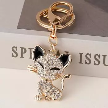 Брелок-подвеска в виде мультяшного животного-кошки с металлическим кольцом для женских сумок и автомобильных ключей, подарок на день рождения