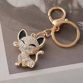 Брелок-подвеска в виде мультяшного животного-кошки с металлическим кольцом для женских сумок и автомобильных ключей, подарок на день рождения