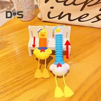 Брелок-подвеска в виде мультяшного животного, телескопическая утка, брелок с ремешком, сумка, кулон, украшение для рюкзака, подарок на день рождения синий