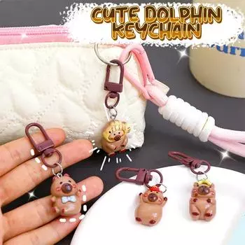 Брелок-подвеска в виде мультяшной капибары, симпатичная кукла-животное капибара, брелок для мужчин и женщин, милый забавный рюкзак, украшение, подарки 1