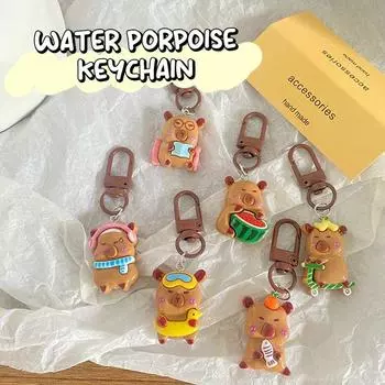 Брелок-подвеска в виде мультяшной капибары, симпатичный брелок в виде животного из смолы для женщин и мужчин, симпатичная подвеска в виде сумки, украшение для детей, подарки