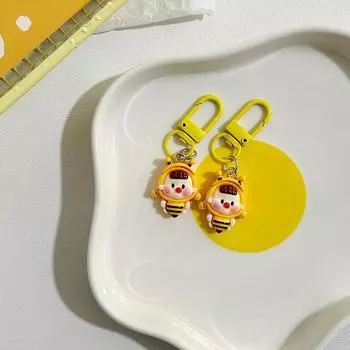 Брелок-подвеска в виде пчелы из мультфильма из смолы, брелок для рюкзака, чехол для наушников, аксессуары, креативное украшение, подарок жёлтый