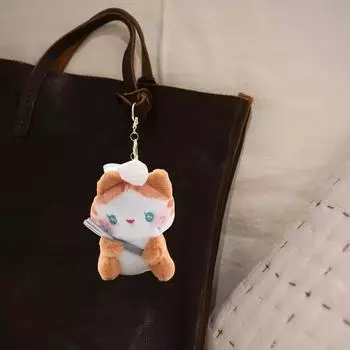 Брелок-подвеска в виде плюшевого котенка, брелок в форме мультяшного кота, брелок-подвеска для пары, рюкзак, школьный портфель, аксессуар серый