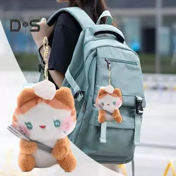 Брелок-подвеска в виде плюшевого котенка, брелок в форме мультяшного кота, брелок-подвеска для пары, рюкзак, школьный портфель, аксессуар серый