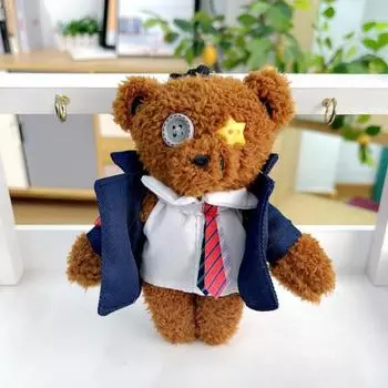 Брелок-подвеска в виде плюшевого медведя с ремешком, мягкий хлопковый брелок для ключей с чучелом животного для поделок своими руками, украшения для рюкзака автомобиля Bear