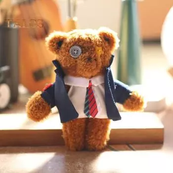 Брелок-подвеска в виде плюшевого медведя с ремешком, мягкий хлопковый брелок для ключей с чучелом животного для поделок своими руками, украшения для рюкзака автомобиля Bear