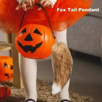 Брелок-подвеска в виде пушистого лисьего хвоста, мягкая искусственная меховая сумка, декоративный брелок-подвеска, универсальный брелок красный