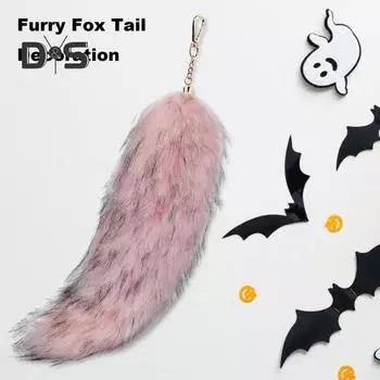 Брелок-подвеска в виде пушистого лисьего хвоста, мягкая искусственная меховая сумка, декоративный брелок-подвеска, универсальный брелок-украшение 40cm белый