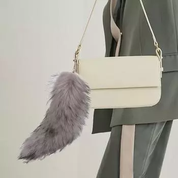 Брелок-подвеска в виде пушистого лисьего хвоста, мягкая подвеска на сумку из искусственного меха, декоративный брелок-подвеска 40cm белый