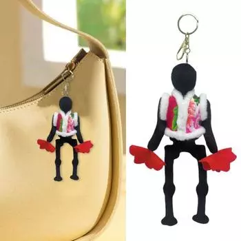 Брелок-подвеска в виде робота, носимая с плюшевым брелоком в виде большого цветка на северо-востоке