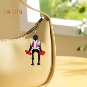 Брелок-подвеска в виде робота, носимый с северо-восточным большим цветочным пальто, рюкзаком, брелоком из плюшевой ткани, сумкой, аксессуаром чёрный