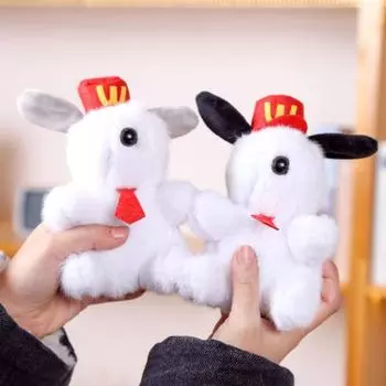 Брелок-подвеска в виде щенка для рюкзака, милая мультяшная одежда, красная шапка, плюшевый щенок, украшение, мягкая игрушка, подвеска для зеркала заднего вида автомобиля, украшения, подарки чёрный