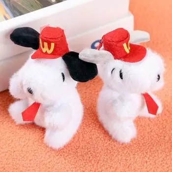 Брелок-подвеска в виде щенка для рюкзака, милая мультяшная одежда, красная шапка, плюшевый щенок, украшение, мягкая игрушка, подвеска для зеркала заднего вида автомобиля, украшения, подарки чёрный