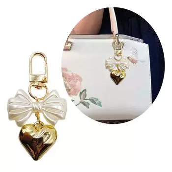 Брелок-подвеска в виде сердца с бантом, съемный шнурок для телефона, стильное украшение для сумки-кошелька серебряный