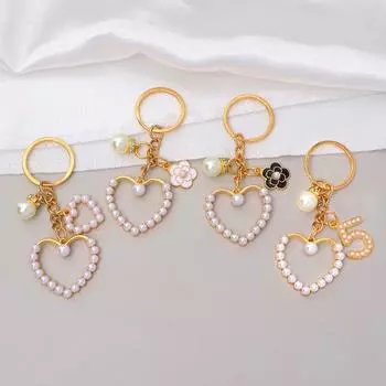 Брелок-подвеска в виде сердца в стиле ретро, черно-белая жемчужная подвеска из камелии, женская сумочка, аксессуары, модный брелок для автомобиля, подарок для путешествий