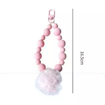 Брелок-подвеска в виде шарика из меха конфетного цвета с бусинами, симпатичный плюшевый брелок-подвеска