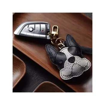 Брелок-подвеска в виде собачки из кожи ручной работы и подарок для собачника Аксессуары для щенков-собачников чёрный