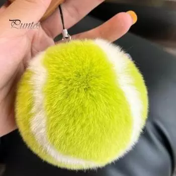 Брелок-подвеска в виде теннисного мяча, брелок в форме теннисного мяча с ремешком, яркая цветная сумка, декоративный брелок для автомобиля зелёный