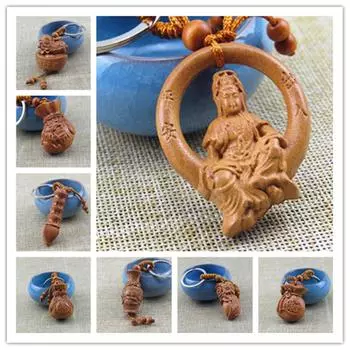 Брелок-подвеска в виде тыквы Pixiu из красного дерева с 3D-резьбой