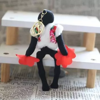 Брелок-подвеска Yousheng Robot с большим цветком на северо-востоке, рюкзак, брелок, сумка, аксессуар из плюшевой ткани чёрный