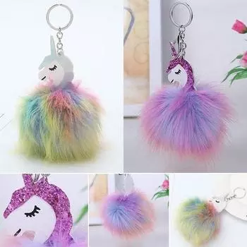 Брелок Подвеска Женский Автомобиль Пушистый Мех Брелок Сумка Повесить Украшения Девушка Брелок Женский Брелок розы красного