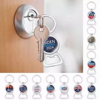 Брелок «Президент Америки» 2024 года, брелок для открывания пива, стеклянный купол, изысканное мастерство, США. Брелок для ключей к президентским выборам C
