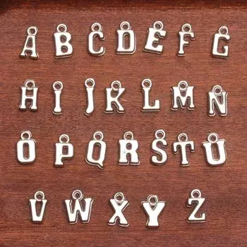 Брелок ручной работы 14-16 мм * 8-9 мм AZ Алфавит модные украшения изготовление ожерелья аксессуары ручной работы своими руками акрил 20 шт подвески буквы серебряный