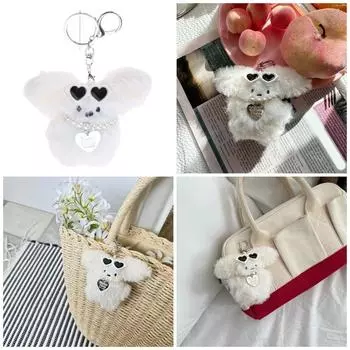 Брелок ручной работы с очками, зайчиками, сердечком, брелок для женщин, плюшевый брелок, подвеска, украшение для сумки автомобиля