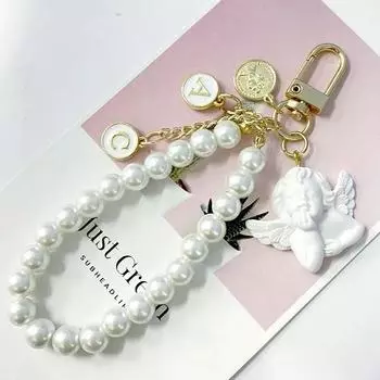 Брелок-рюкзак с подвеской в виде ангела из жемчужных бусин One Size