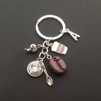 Брелок с 26 буквами, кулон в виде кофейного зерна, брелок с кофе, повседневный брелок, креативные сувениры, подарки A