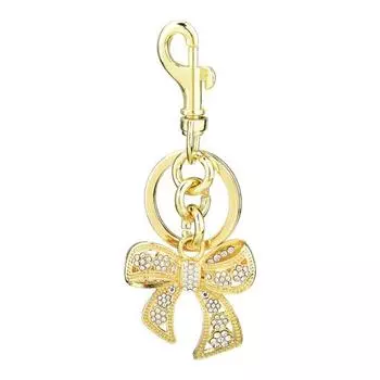 Брелок с бантом из стразов, блестящий шарм для сумки, шарм для сумки, брелок с бантом и кольцом для ключей для сумок, рюкзаков, женский подарок золотистый