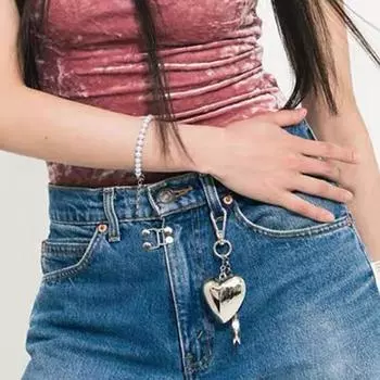 Брелок с большим сердцем, серебряный цвет, брелки из сплава для женщин и мужчин, ключи от машины, рюкзак, украшение сумки, ювелирные изделия ручной работы, подарок