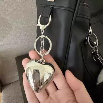 Брелок с большим сердцем, серебряный цвет, брелки из сплава для женщин и мужчин, ключи от машины, рюкзак, украшение сумки, ювелирные изделия ручной работы, подарок
