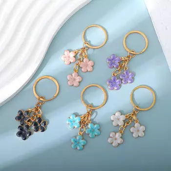 Брелок с цветущей вишней, простые цветы сливы, цветы, брелок для мобильного телефона, сумочка, украшение, подвеска, аксессуары One Size фиолетовый
