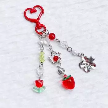 Брелок с фруктами и клубникой, персиком, виноградом, мультяшный брелок с кисточками и цветами, изысканный рюкзак, украшения, аксессуары, подарки