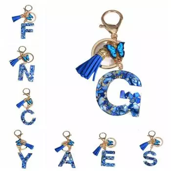 Брелок с инициалами алфавита, 26 букв, с кисточкой, кулон, брелок с кисточкой-бабочкой, подарки на день рождения Y
