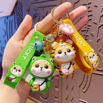 Брелок с изображением кролика Чай из мультфильма, милый кукла Сиба-ину со знаком зодиака, брелок для сумки, подвеска