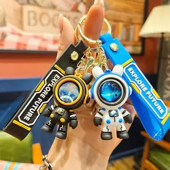 Брелок с изображением молнии, милый кукольный медведь-астронавт, сумка-подвеска, держатель для ключей для пары розовый