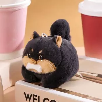 Брелок с изображением собаки, виляющей хвостом, плюшевый брелок с изображением собаки, виляющей хвостом, плюшевые игрушки для животных white-no bell / buckle