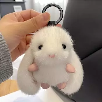 Брелок с меховым кроликом, брелоки, держатель, сумка, подвески, украшения, милый подарок, аксессуары