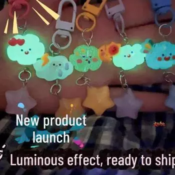 Брелок с мигающей звездой из льда - мультяшная подвеска в виде школьного портфеля в виде сердца для девочки