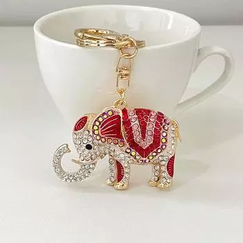 Брелок с милыми животными, маленький слон, хрустальный брелок для ключей, эмалированные брелки с животными, подарок дружбы для женщин и мужчин, подвески на сумочку 10 cm красный