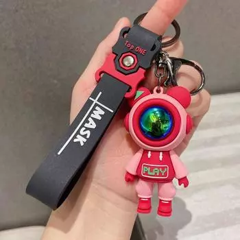 Брелок с мультяшным медведем-молнией, милый брелок-кукла-космонавт-медведь, сумка-подвеска розовый