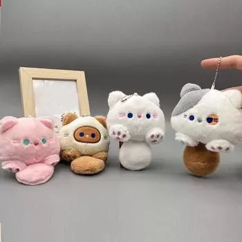 Брелок с мультяшными животными, подвесной кот, подвеска, плюшевая кукла, кулон, котенок, плюшевые игрушки, мягкая игрушка, брелок, подвески, украшение для рюкзака белый