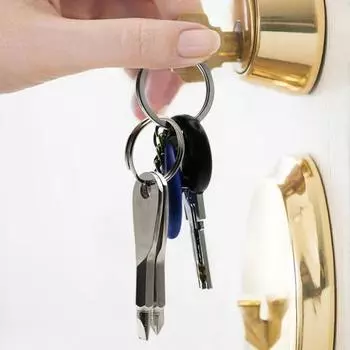 Брелок с отверткой, мини-хромированная сталь из сплава ванадия, ручной инструмент, шлицевая/крестовая отвертка, брелок для ключей для улицы чёрный