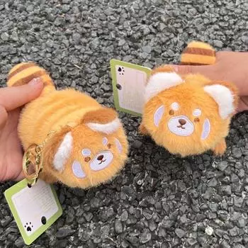 Брелок с плюшевой мультяшной пандой и хвостом, брелок с подвеской в виде кошелька с изображением красной панды 1PC Ramdon Red Panda Purse