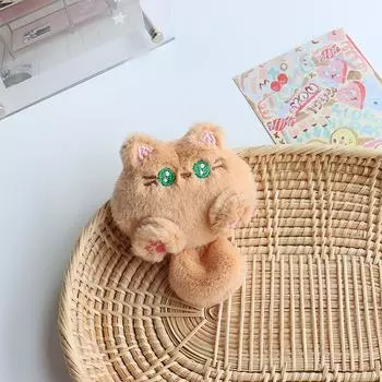 Брелок с плюшевым котом из мультфильма, милая мягкая плюшевая кукла, брелок для детей, игрушки, кавайная сумка, подвесной аксессуар, подарки белый