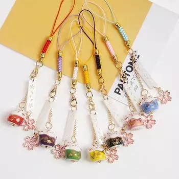 Брелок с подвеской Maneki Neko, брелоки, ремни для мобильного телефона, брелок Lucky Cat, ремешок для мобильного телефона