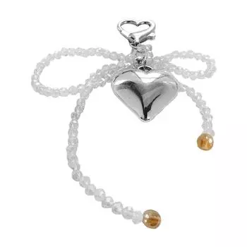 Брелок с подвеской в виде бантика и сердца, кристальный бисер, шарм для телефона, съемный шнурок для телефона, брелок ручной работы, ювелирное украшение для кошелька прозрачный